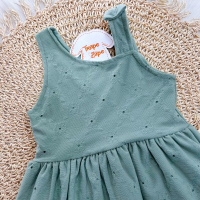 Vestido em Lase Floral com Lacinho na Alça - Verde